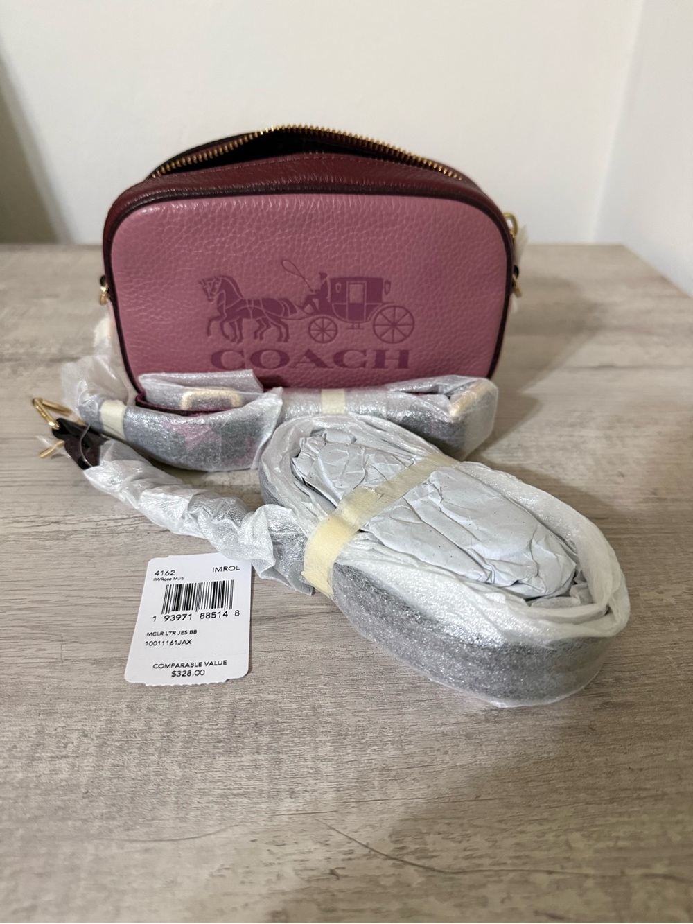 Coach Pebble Leather Camera Bag - Rose & Wine